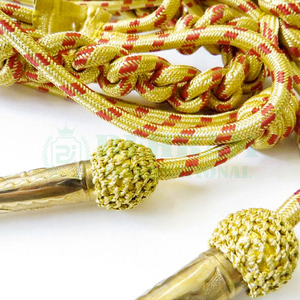 Aiguillette de luxe tressée métallique avec embouts métalliques, bicolore or et rouge, personnalisable, accessoires pour uniformes, sur demande OEM - Product Image 5
