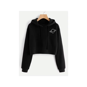 Sudaderas Casuales de Algodón y Poliéster Tejido para Mujer, Top Corto de Entrenamiento, Sudaderas con Capucha, Ropa Urbana Moderna, Estampado Frontal, Color Sólido, Invierno - Product Image 4