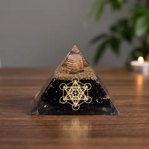 <b>Crystal</b> pyramid home decoration Copper coil natural stones Selenite orgone pyramid Semi precious stone inlay - Product Image 4