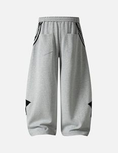 Pantalones Deportivos Holgados Tipo Barrel para Mujer, con Estampado de Estrellas y Rayas, Pierna Ancha, Cintura Elástica, Estilo Y2K, Unisex - Product Image 3