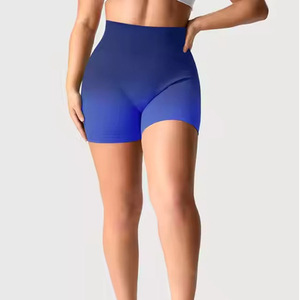 Shorts de yoga et de cyclisme pour femmes, unis, sans coutures, taille mi-haute, effet froncé push-up, séchage rapide et respirants - Product Image 3