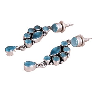Pendientes de Latón con Forma de Campana, Plateados, con Circonitas Multicolores para Mujer |   Joyería Boho Tribal para Fiesta, Regalo - Product Image 3