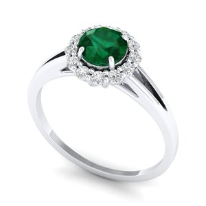 Anillo Halo de Oro Blanco de 14K y 18K con Esmeralda y Moissanita, Joyería Fina de Lujo REYES, Regalo de Aniversario - Product Image 2