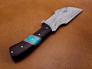 Couteau de poche artisanal en acier Damas avec manche en bois, personnalisable, support OEM pour la survie en plein air, la chasse et l'utilisation tactique - Product Image 4