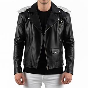Chaqueta de Motociclista de Cuero Vacuno Genuino Premium para Hombre, Chaqueta Negra Vintage, Chaqueta de Motociclista Ajustada para Hombre - Product Image 1