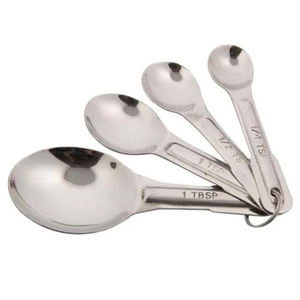 Ensemble luxueux de tasses et cuillères à mesurer en acier inoxydable avec manche en bois élégant, parfait pour la cuisine, finition argentée polie - Product Image 3