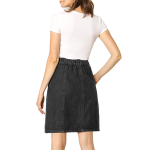 Casual Washed Colored Slant Pocket Denim Skirt Sweet Style Breathable Denim Skirt for Summer - Product Image 4