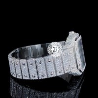 Montre mécanique analogique de luxe en acier inoxydable, entièrement sertie de diamants Moissanite, de qualité supérieure, avec chiffres arabes, idéale pour les soirées sur yacht
