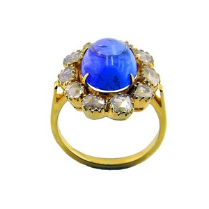 Bijoux en or 14 carats pour mariage, Tanzanite, diamant, pierres précieuses, bague de luxe pour femmes - Product Image 2