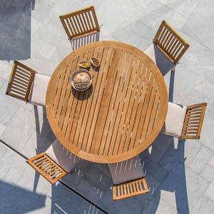 Mesa de Comedor Redonda de Teca Sólida, Ecológica y Duradera, Diseño Moderno, Muebles Comerciales para Hostelería, Exportación al por Mayor - Product Image 4