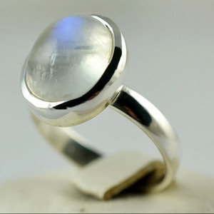 Rainbow Moonstone <b>Ring</b> 925 Sterling <b>Silver</b> Handmade <b>Statement</b> Promise <b>Ring</b> for Women Boho Oval June Birthstone Jewelry - Product Image 5