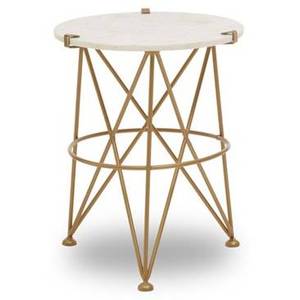 Creative Design Center <b>Table</b> Modern Furniture White <b>Marble</b> <b>Top</b> Round <b>Side</b> <b>Table</b> Gold Plated for Living Room, Hotel, Office - Product Image 4