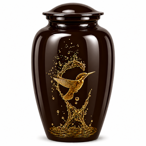 Autocollant commémoratif avec photo de oiseau bleu émaillé Sky Bark pour urne funéraire, avec urne funéraire émaillée pour cendres humaines - Product Image 5