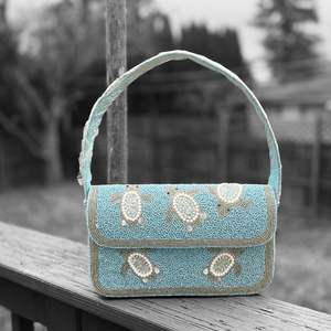 Sac baguette artisanal indien multicolore en perles de verre, poignée personnalisable, couleurs de perles variées MS - Product Image 5