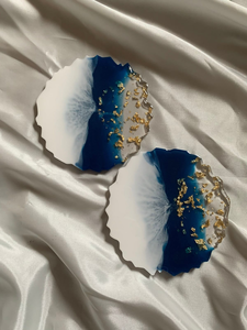 Ensemble de sous-verres en résine durable, faits à la main, réutilisables, carrés, sous-verres de luxe pour thé et café, couleurs personnalisées - Product Image 2