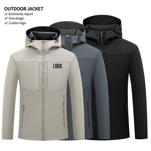 Chaqueta Softshell con Capucha para Hombre, Resistente al Viento e Impermeable, con Cierre Frontal y Logotipo, Abrigo Casual de Forro Polar para Otoño - Product Image 1