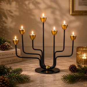 Modern Multi Arm Candle Holder Elegant Metal <b>Candelabra</b> for Luxury Table Decor and Warm Ambient Styling - Product Image 1