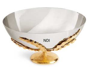 Bol en métal plaqué argent avec motif de branche dorée, fait main, décoratif, pour la décoration de table à la maison, style glamour - Product Image 4
