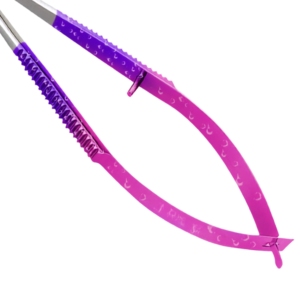 Ciseaux à ressort incurvés en acier VG10 japonais HARBOR INDUSTRY, manche violet rose ombré, lame tranchante, ciseaux pour la coupe des sourcils et des cils - Product Image 5