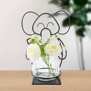 <b>Elephant</b> Shape Metal Frame Glass Terrarium Planter Decorative Table <b>Decor</b> For Home Office Cafe And Unique Interior Styling - Product Image 1