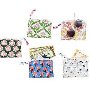 Floral Print Cotton <b>Coin</b> Pouch Mini Zipper Portable Change Purse Unisex Bohemian Style Multi-Functional <b>Wallet</b> - Product Image 2