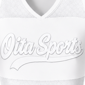 Ensemble d'uniformes de cheerleading blancs sublimés sans manches – Haut et jupe pour équipe sportive – Tenue de sport pour entraînement, performance et compétition - Product Image 3