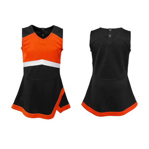 Uniformes de cheerleading personnalisés OEM en polyester/spandex sublimé pour adultes, vente en gros, ensemble deux pièces bicolore, tenue de cheerleading avec logo personnalisé - Product Image 2