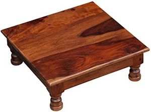 Traditional Handcrafted Wooden Chowki Suitable For Temple Decoration Religious Rituals And Sacred Prayer Events - Product Image 4