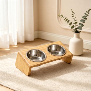 Support surélevé en bambou massif pour gamelles de chien et de chat, support surélevé pour bols de nourriture et d'eau pour animaux de compagnie - Product Image 3