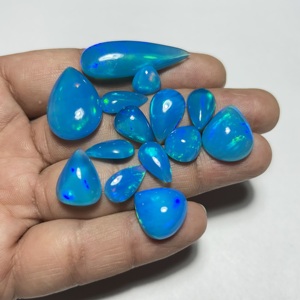 Opale bleue éthiopienne naturelle, opale de feu, cabochon en pierre brute avec éclat arc-en-ciel vif et effet de jeu de couleurs irisées - Product Image 6
