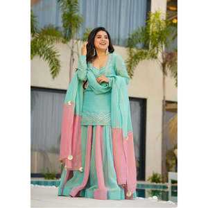 Ensemble de fête de créateur WW, taille XL, haut rose, lehenga et dupatta, élégant et stylé, 800g - Product Image 4