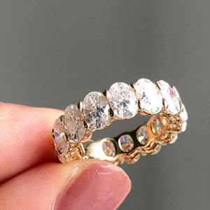 Iced Jewelz 1 Carat Oval Cut <b>Ring</b> 14K yellow Gold Gold Plated for her IGI engagement <b>ring</b> wedding <b>ring</b> - Product Image 1