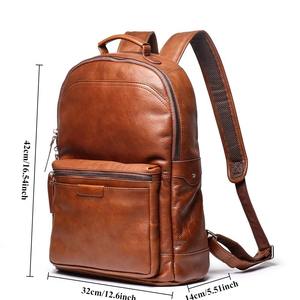 Brown Genuine Leather Laptop Backpack Vintage Softback Unisex Travel School Beach Waterproof Zipper Closure <b>Computer</b> <b>Bag</b> 36-55L - Product Image 3