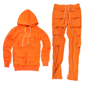 Conjunto Deportivo Unisex con Capucha, Algodón, Casual, Manga Larga, Color Sólido, Pantalones con Cordón y Sudadera con Capucha, Ropa de Otoño para Adultos - Product Image 4