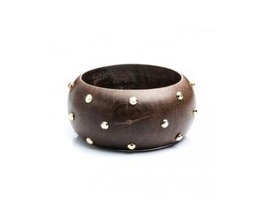 Pulsera de Madera Retro con Pentagrama, Diseño Exagerado con Remaches Anchos, Hecha a Mano, Moderna, Impermeable, de Alta Calidad, Accesorio Unisex - Product Image 1