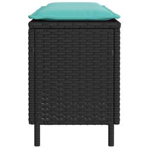 Banc de patio noir avec coussin 43,3"x11,8"x15,9" en polyrotin, mobilier d'extérieur élégant - Product Image 5