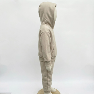 Wholesale Customize Simple Kids Tracksuits Sets Breathable Winter Plus Size Two Piece Hooded Solid High Quality - Product Image 3