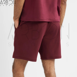 Shorts tricotés légers et respirants pour hommes, couleur bordeaux uni, avec poches zippées, collection 2026 – Qualité supérieure - Product Image 2