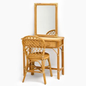 Wholesale rattan make-up desk handmade vanity <b>tables</b> modern makeup <b>table</b> girl bedroom essentials - Product Image 1