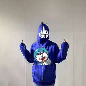 Thermal Custom Logo High Quality 500gsm Heavy Weight 100% Cotton Oversized Sun Faded Acid Wash Zip up Rhinestone Hoodie - Product Image 1