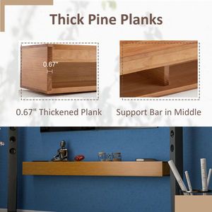 72\" Solid Pine Fireplace Mantel Wall Mounted Floating Shelf Natural-Premium Display Shelf for Home Decor - Product Image 3