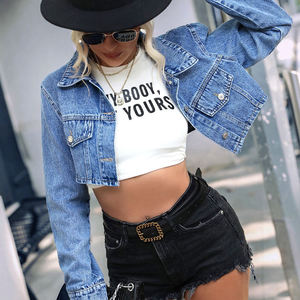 Fashion Women's <b>Denim</b> <b>Jacket</b> with Diamond Rhinestones Breathable Cotton Lining Rivet Detail Dyed Fabric - Product Image 6