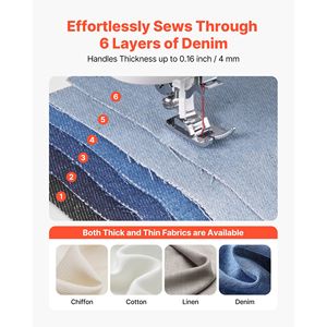 Macchina da Cucire Elettrica Digitale con Telaio in Metallo Resistente, 60 Applicazioni di Punti, Schermo LED e Pedale Luminoso Computerizzato - Product Image 5