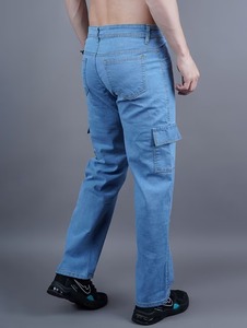 Jean en denim déchiré, coupe ample, taille mi-haute, style biker, utilitaire, cinq poches, fermeture éclair, braguette boutonnée, jambe large, écologique, décontracté - Product Image 2