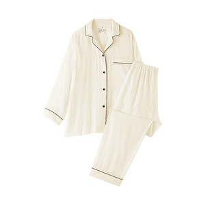 Conjunto de Pijamas de Algodón Transpirable para Mujer, Ropa de Dormir de Manga Larga con Botones, Pantalones Cortos y Largos, Conjuntos de Pijamas para Descansar - Product Image 2