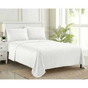 White Satin Stripe 1CM Hotel Home Bedding 210 TC Super <b>King</b> <b>Size</b> Quilt Cover Set Simple Full Double Bed <b>Sheet</b> Set for Home Use - Product Image 1