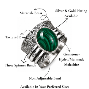 Hydro Malachite <b>Ring</b> Handmade <b>Silver</b> Plated <b>Statement</b> <b>Ring</b> Boho Green Gemstone Jewelry - Product Image 2
