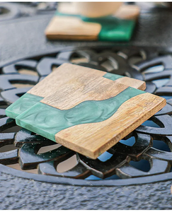 Modern Luxury Wood Tea Coasters Epoxy Resin Cup <b>Mats</b>/Pads-Eco-Friendly Home <b>Bar</b> Accessories Customizable Diameter - Product Image 5