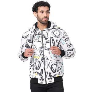 Sweat à capuche zippé intégral en molleton de coton de haute qualité, personnalisable avec logo, style streetwear, épaules tombantes, modèle vierge - Product Image 1