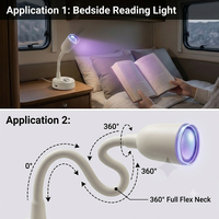 Lampe de lecture LED 12V pour camping-car, lampe murale flexible à col de cygne, lumière intérieure à intensité réglable pour camping-car, caravane, camping-car, bateau